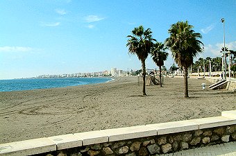 The beach at Caleta de velez looking towards Torre del Mar